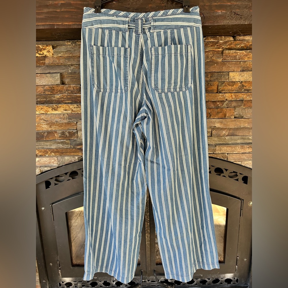 American Eagle Outfitters Blue + White Striped Wide Leg Pants - Picture 3 of 6